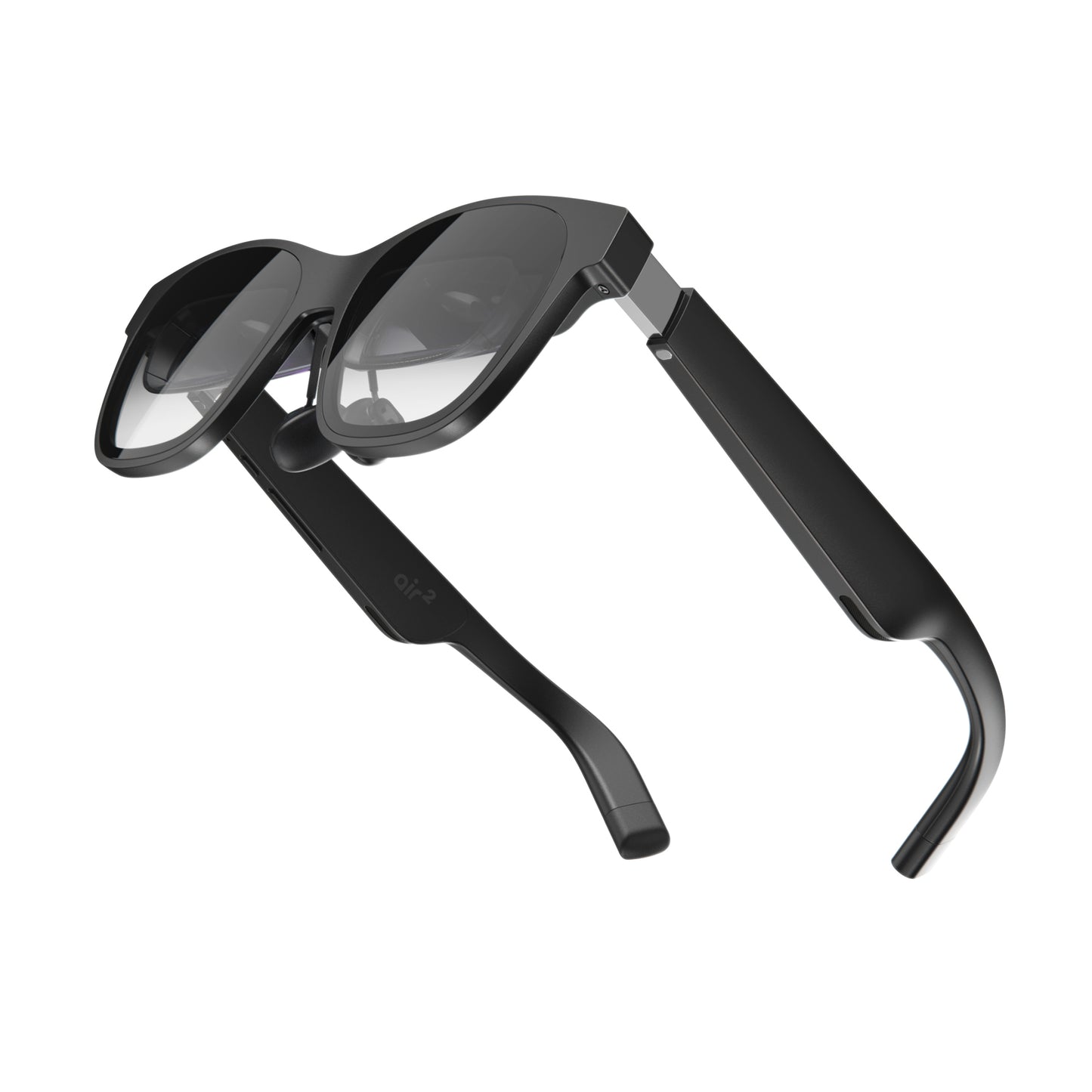 Black XREAL Air 2 augmented reality smart glasses front and side view